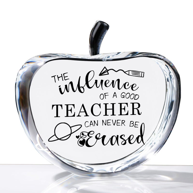 Movdyka Teacher Appreciation Crystal Apple Paperweight - Engraved Thank You Gifts for Retirement, Best Teacher Ever Gifts - Image 1