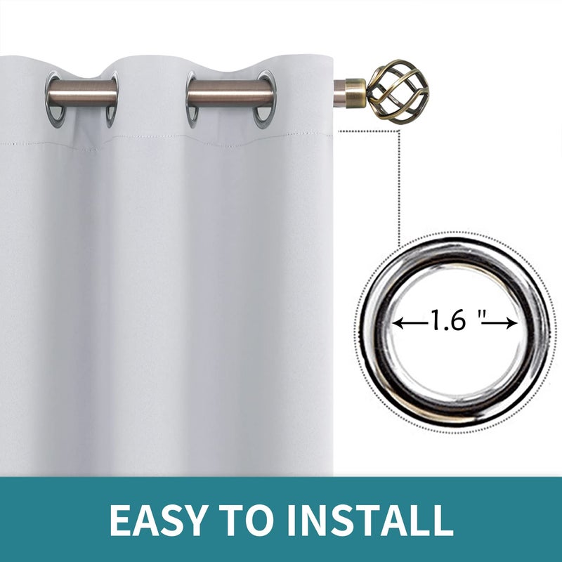 BGment Bgress Room الستائر الستائر 45 بوصة - الستائر الحرارية المعزولة الحرارية ستائر معالجة النافذة لغرفة النوم 2 لوحات 52 × 45 بوصة أبيض رمادي - Image 5