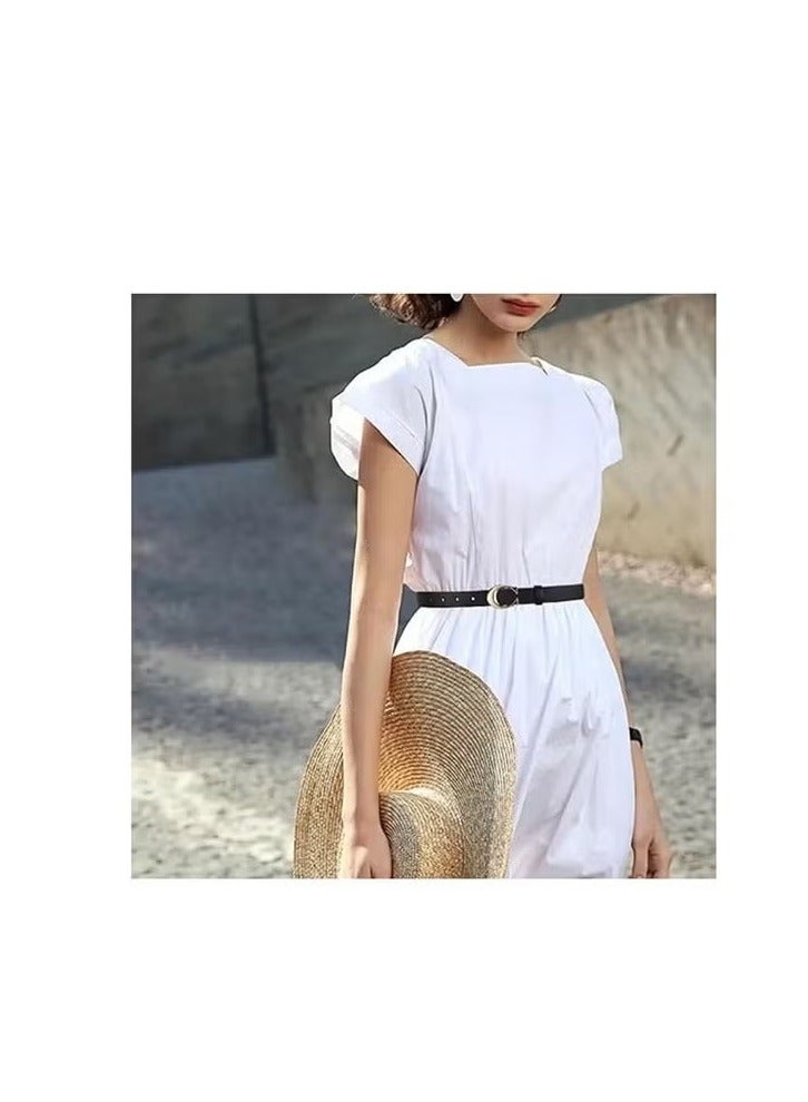 2 Pack C-buckle Double-sided Women's Leather belt Fashionable and Slim Fitting,Ladies Adjustable Belts for Jeans Pants Dresses Skinny Vintage Waist Belt Women's Accessories Waist Strap (Black,Brown) - Image 5