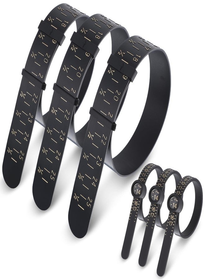 JIYIN 6 Pcs Ring Bracelet Sizer Measuring Tool, Reusable Finger Sizing Measure Tool with Magnifying Glass, Wrist Sizer Bangle Bracelet Sizers Universal Ring Size Jewelry Measurer Ruler 1-17 US(Black) - Image 1