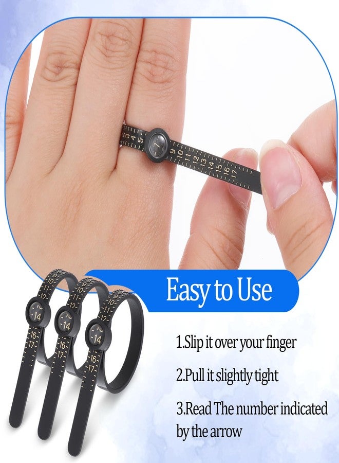 JIYIN 6 Pcs Ring Bracelet Sizer Measuring Tool, Reusable Finger Sizing Measure Tool with Magnifying Glass, Wrist Sizer Bangle Bracelet Sizers Universal Ring Size Jewelry Measurer Ruler 1-17 US(Black) - Image 5