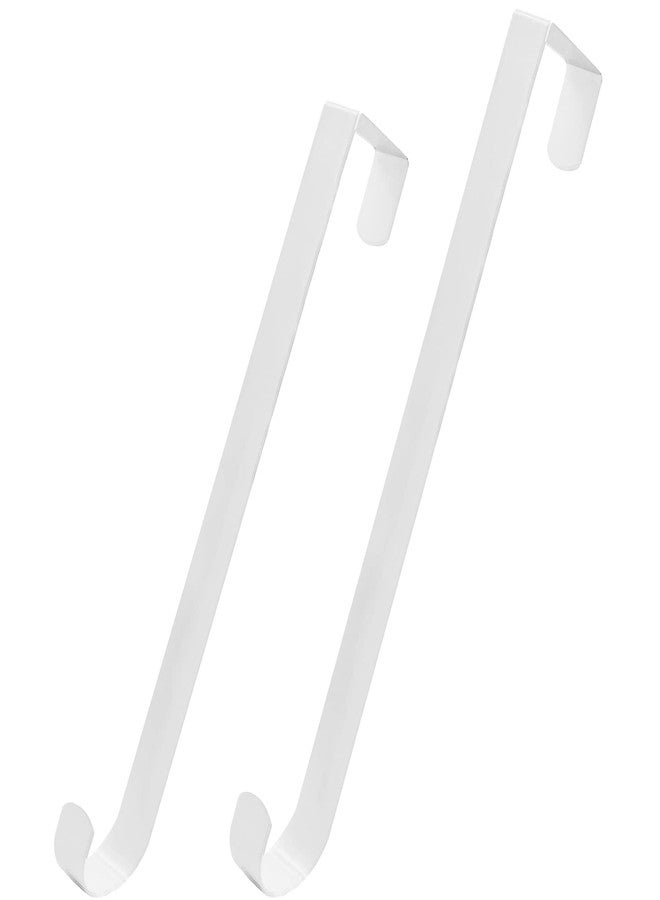 HiGift 2 Pack Wreath Hanger for Front Door White, Long Metal Over The Door Hook for Christmas and Party Wreath Making Decoration, Hanging Clothing, Towels, Wreaths, Bags, White - 15" and 12" - Image 1