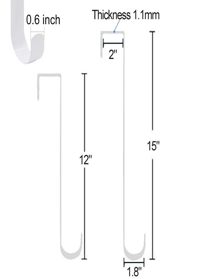 HiGift 2 Pack Wreath Hanger for Front Door White, Long Metal Over The Door Hook for Christmas and Party Wreath Making Decoration, Hanging Clothing, Towels, Wreaths, Bags, White - 15" and 12" - Image 3