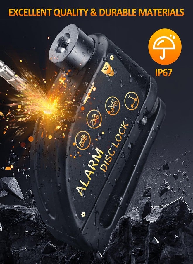Onvian قفل دراجة نارية قابل لإعادة الشحن من ONVIAN مع إنذار 120db وكابل تذكير فولاذي بطول 6 أقدام، للدراجات النارية والدراجات الكهربائية والسكوتر والموبيد (أسود) - Image 2