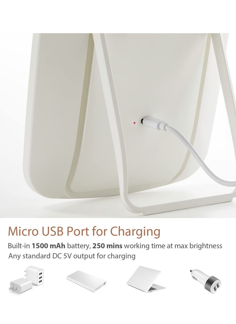 شو وو - مرآة مكياج تعمل باللمس مرآة الغرور مع سطوع LED قابل للتعديل USB قابل لإعادة الشحن - Image 1