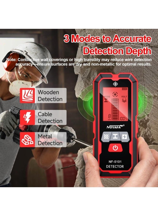 NOYAFA Stud Finder Wall Scanner,5-in-1High Precision Stud Finder for Wood AC Live Wire Metal Magnetic Studs Detection, HD LCD Display, Automatic Calibration, Audio Alarm, IP54 - Image 4