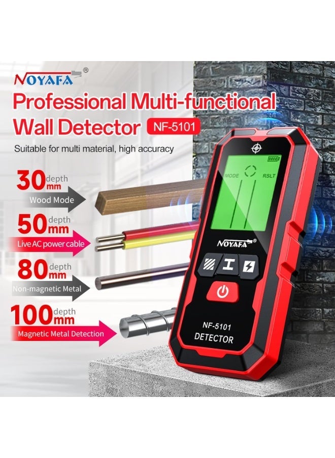 NOYAFA Stud Finder Wall Scanner,5-in-1High Precision Stud Finder for Wood AC Live Wire Metal Magnetic Studs Detection, HD LCD Display, Automatic Calibration, Audio Alarm, IP54 - Image 1