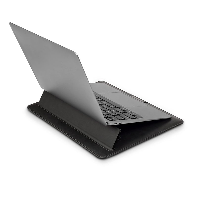 Moshi Moshi Muse Laptop Sleeve with Folding Stand for 13" MacBook/Laptop, Ergonomic 15-Degree Convertible Stand, Vegan Leather, Zipper-Less Magnetic Design, Microfiber Inner Lining, Jet Black  - Image 1