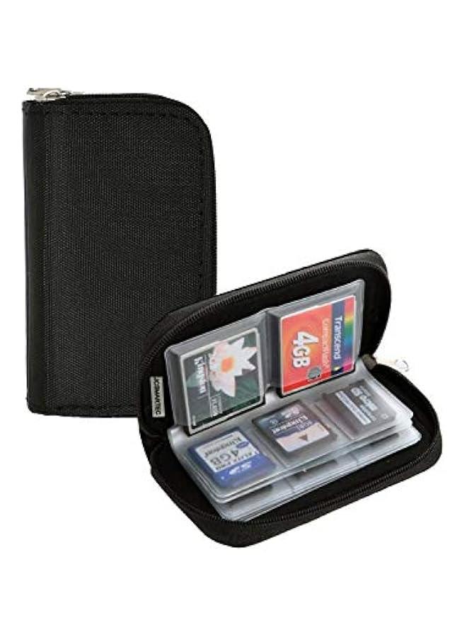 Memory Card Carrying Case - Suitable for Micro SD, Mini SD and 4X CF, Card Holder Bag Wallet for Media Storage Organization (Black)  - Image 1
