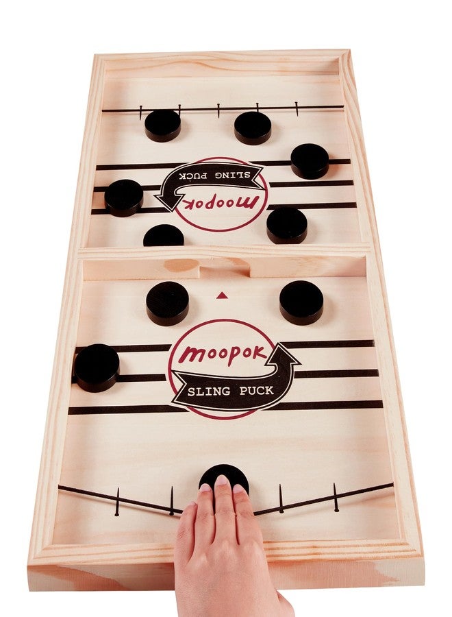 moopok Fast Sling Puck Game - Fast Action Super Foosball Table Desktop Battle Slingshot Wooden Air Hockey Board Game -Guaranteed Fun for Family Game Night or Friends Party - Image 1