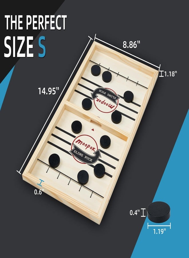 moopok Fast Sling Puck Game - Fast Action Super Foosball Table Desktop Battle Slingshot Wooden Air Hockey Board Game -Guaranteed Fun for Family Game Night or Friends Party - Image 5