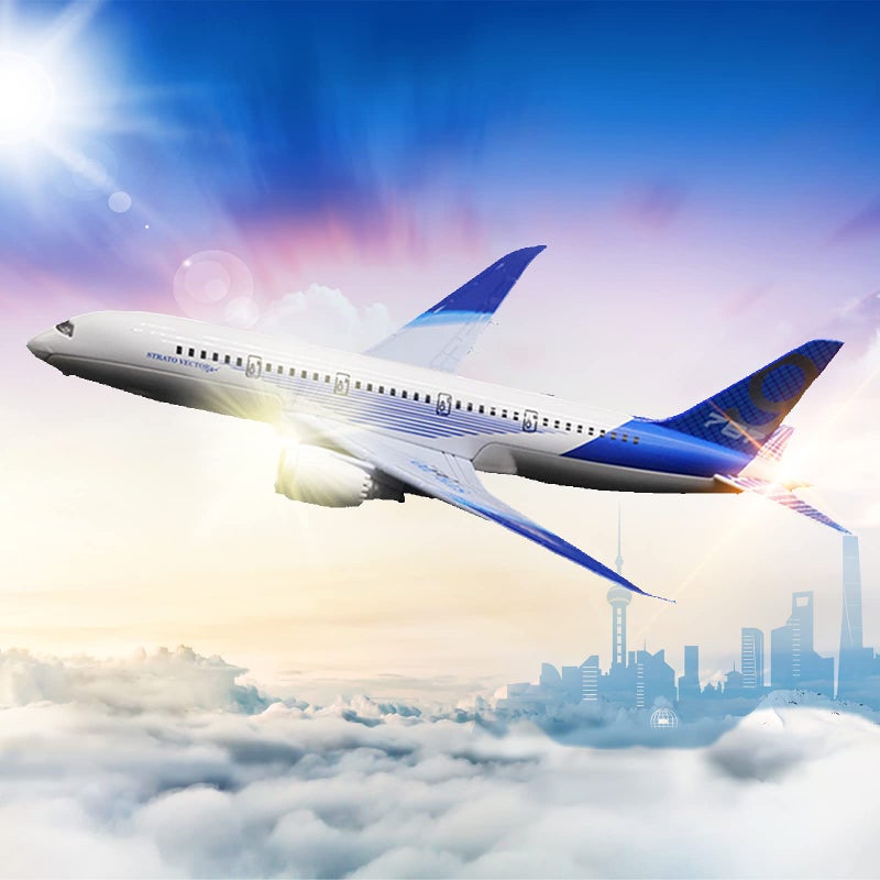 OTONOPI Airplane Toys Bump and Go Airlines Die Cast Metal Model Plane Toy with Lights and Sounds for Kids Blue - Image 2