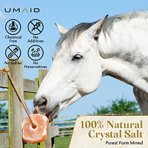 UMAID Himalayan Salt Lick 6 lbs On Rope for Horse, Deer, Goat, and Livestock Animals - Himalayan Salt Block 2 Pack - Image 4