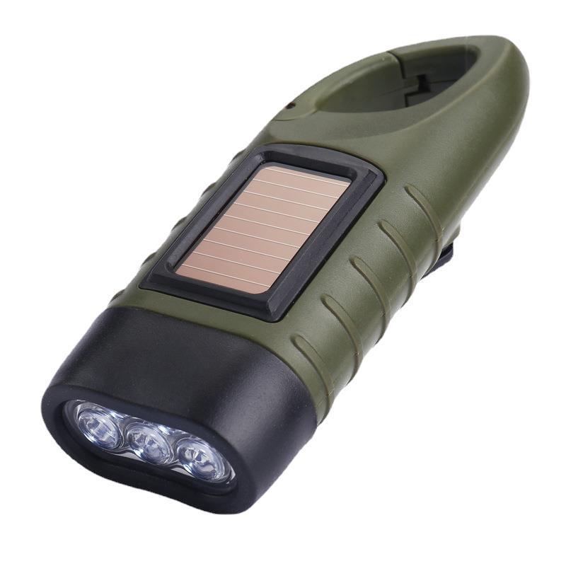 Solar hand-cranking multifunctional led mini household portable emergency light outdoor lighting camping flashlight(Black) - Image 2