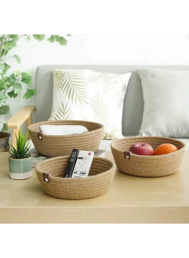 Set of 3 braided rope storage baskets for organization; handmade storage baskets made from thick cotton rope; sturdy baskets for organizing children's toys. - Image 2