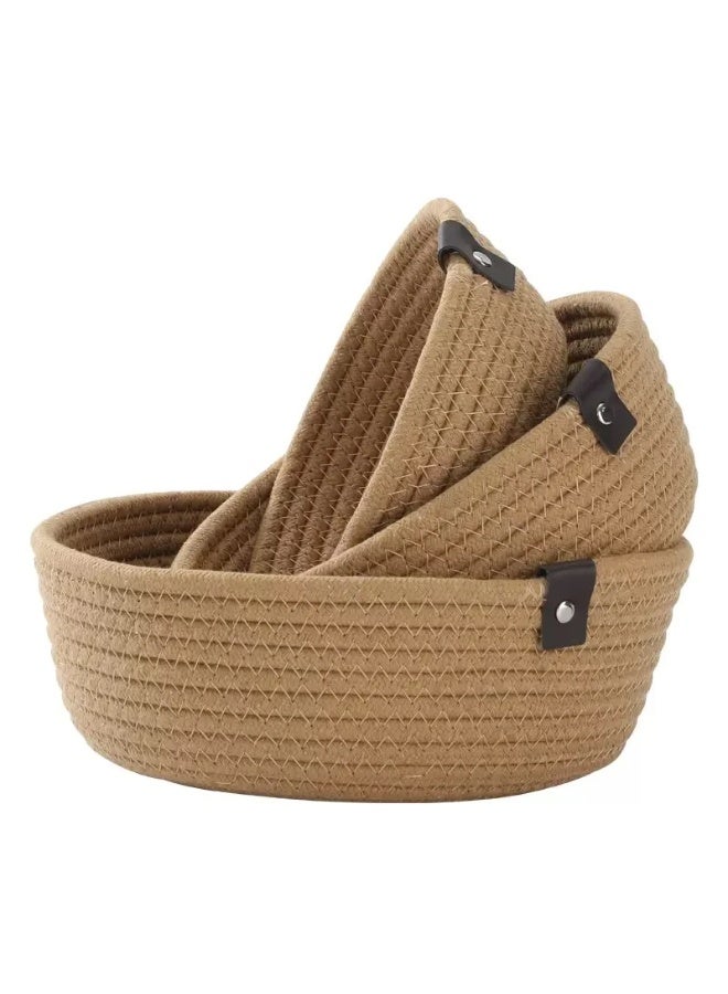 Set of 3 braided rope storage baskets for organization; handmade storage baskets made from thick cotton rope; sturdy baskets for organizing children's toys. - Image 3
