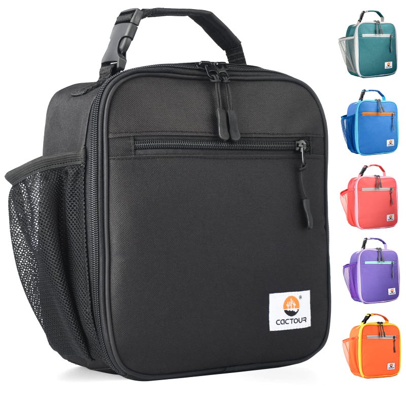 CaCTOUR Lunch Box for Men Women Adult,Premium Insulated Lunch Bag,Portable Small LunchBox for School Work Picnic (Black) - Image 1