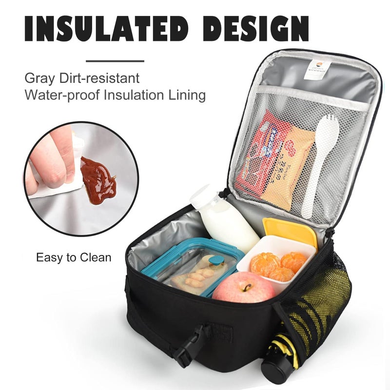 CaCTOUR Lunch Box for Men Women Adult,Premium Insulated Lunch Bag,Portable Small LunchBox for School Work Picnic (Black) - Image 5