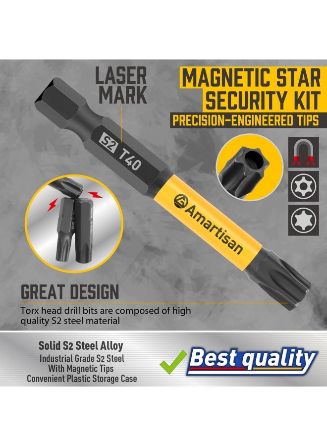 AmartisanTorx Bit Set   24-Piece Security and Tamper Resistant Star Bits Set S2 Steel 1 and 2.3 Long T5 - T40  - Image 4
