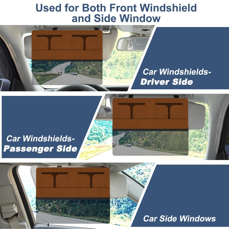 Nazzo Car Visor Extender Polarized  Sun Visor Extender For Car Attachment Sun Blocker  Anti-Glare Removable Pc Lens To Expand Sunshade For Safe Driving  Brown - Image 5