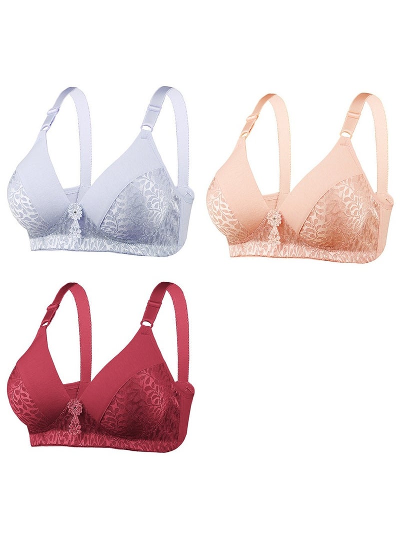 3-Piece Set Of B-Cup Bras Without Underwire For Middle-Aged And Elderly People  - Image 1