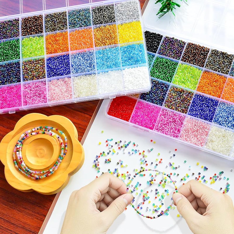 Laopottbeads 26000PCS 2mm Glass Seed Beads Kit – 28 Assorted Colors Small Beads Set for Jewelry Making, DIY Bracelets, Necklaces, Earrings, Craft Projects - Image 5