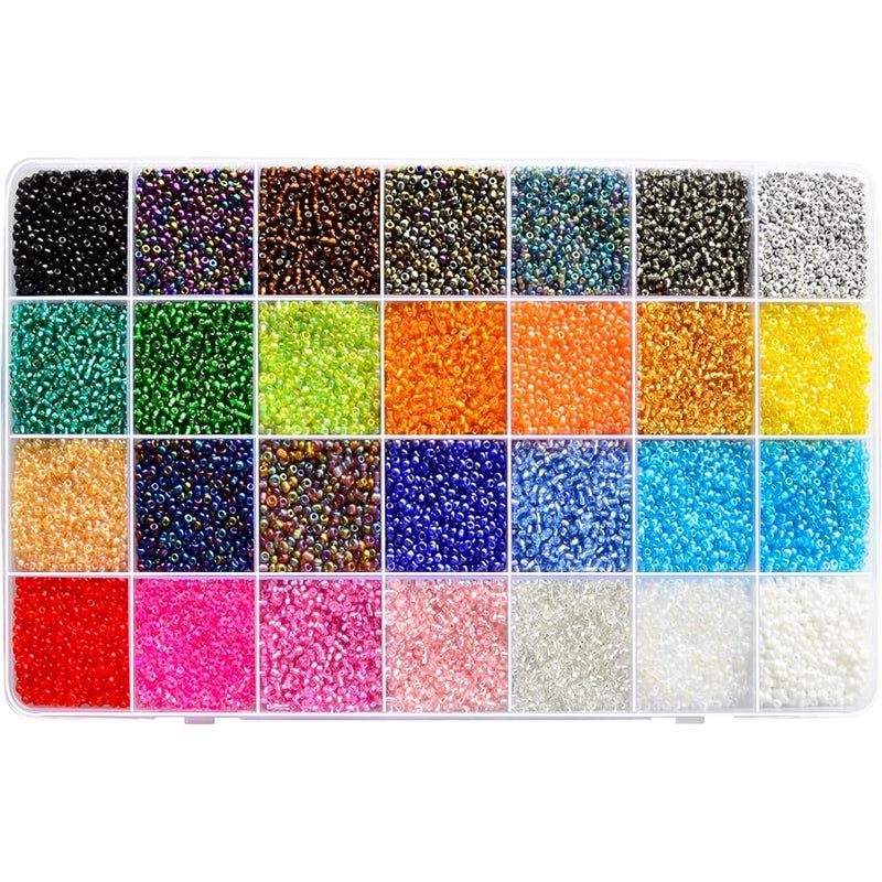 Laopottbeads 26000PCS 2mm Glass Seed Beads Kit – 28 Assorted Colors Small Beads Set for Jewelry Making, DIY Bracelets, Necklaces, Earrings, Craft Projects - Image 1