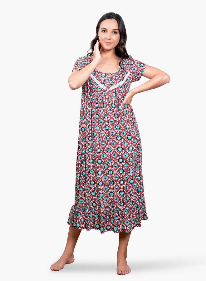 Aadaraya Printed Night Gown - Image 1