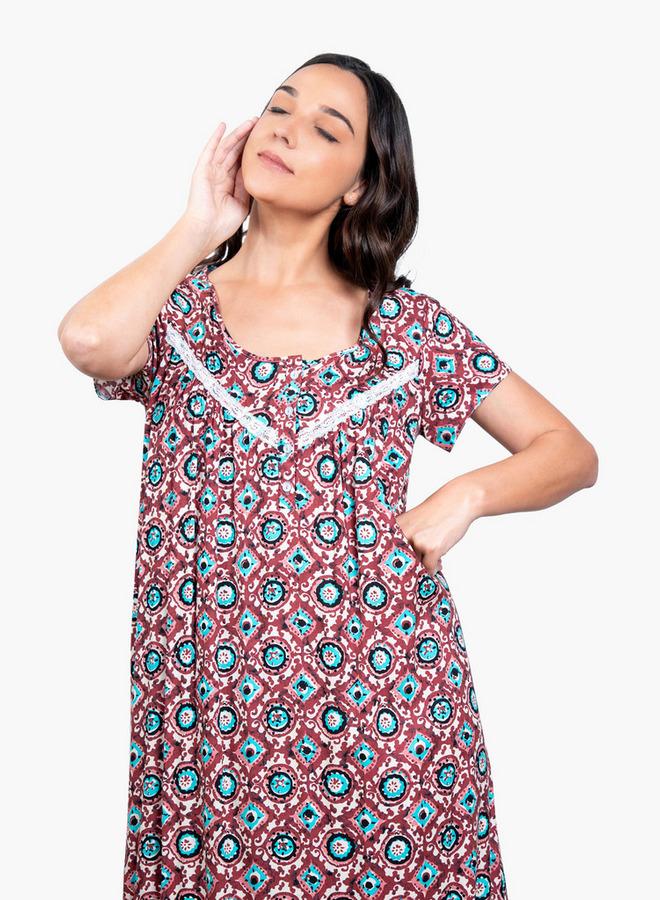Aadaraya Printed Night Gown - Image 3