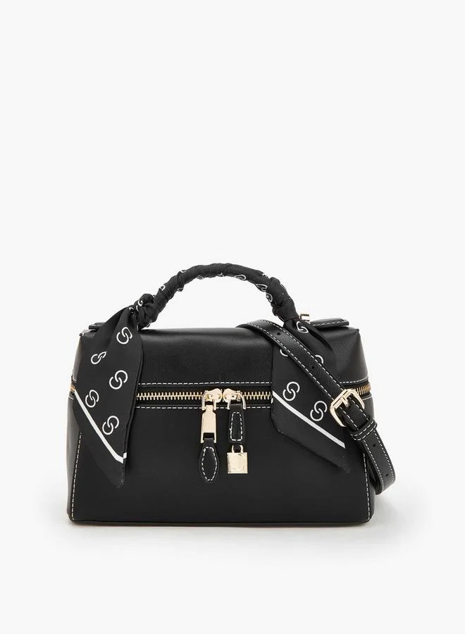 Solid Crossbody Bag With Scarf Detail