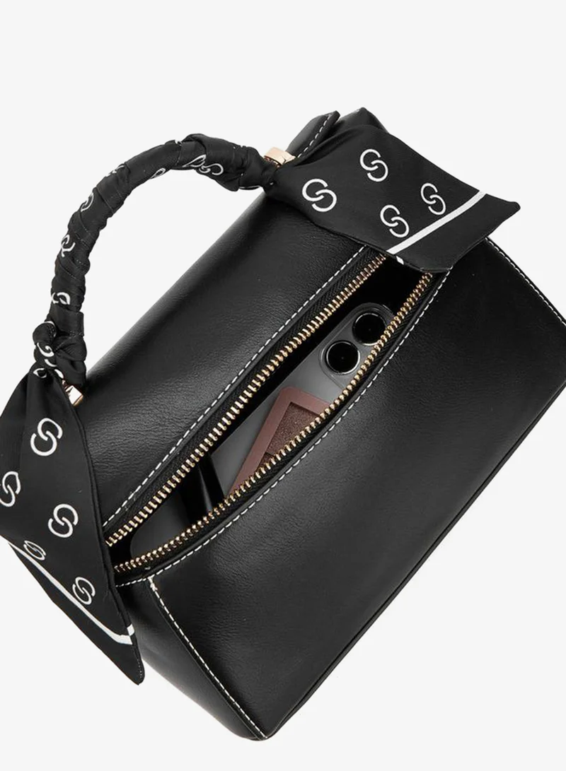 Celeste BLACK Solid Crossbody Bag With Scarf Detail for Women | Best Price UAE