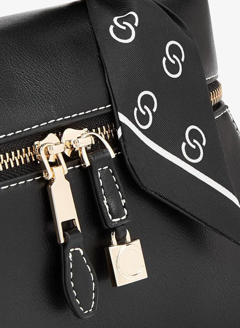 Celeste BLACK Solid Crossbody Bag With Scarf Detail for Women | Best Price UAE