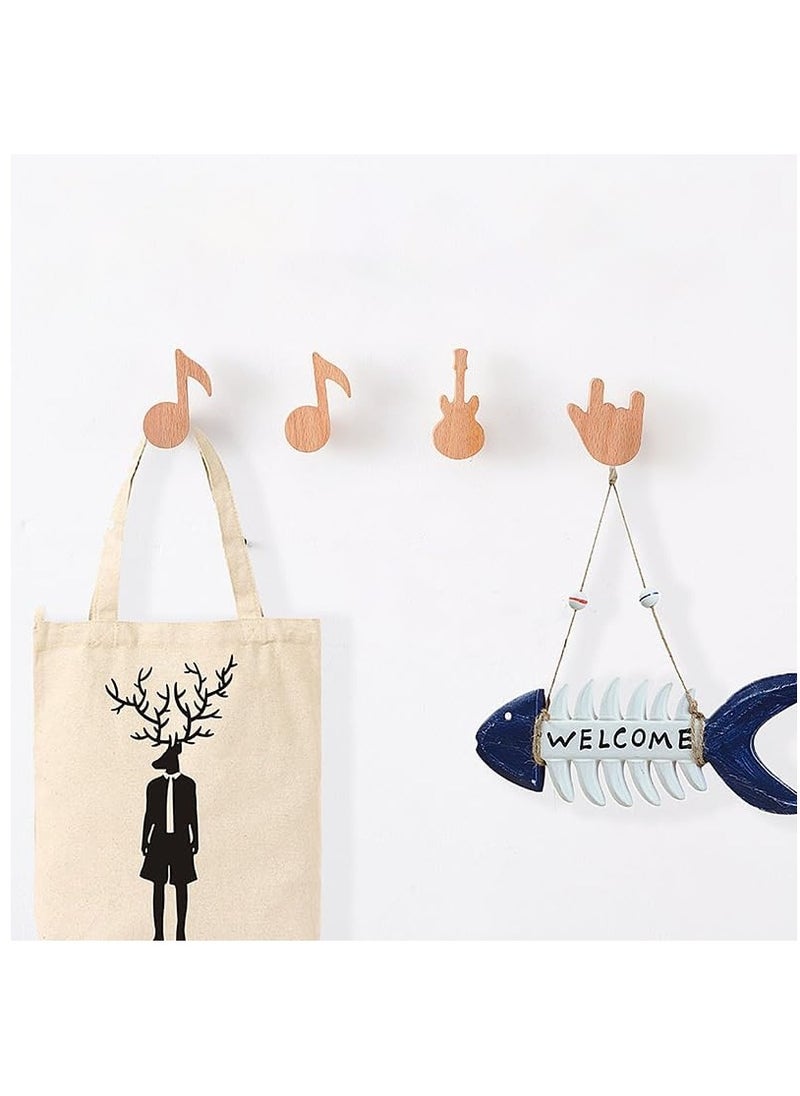 Arabest Wood Cute Coat Wall Hooks, Musical Note Guitar Hook, Modern Minimalist Decorative Coat Hooks Wall Mounted for Hanging Coats, Towel, Hat, Keys, Bag, 3 Pcs  - Image 3