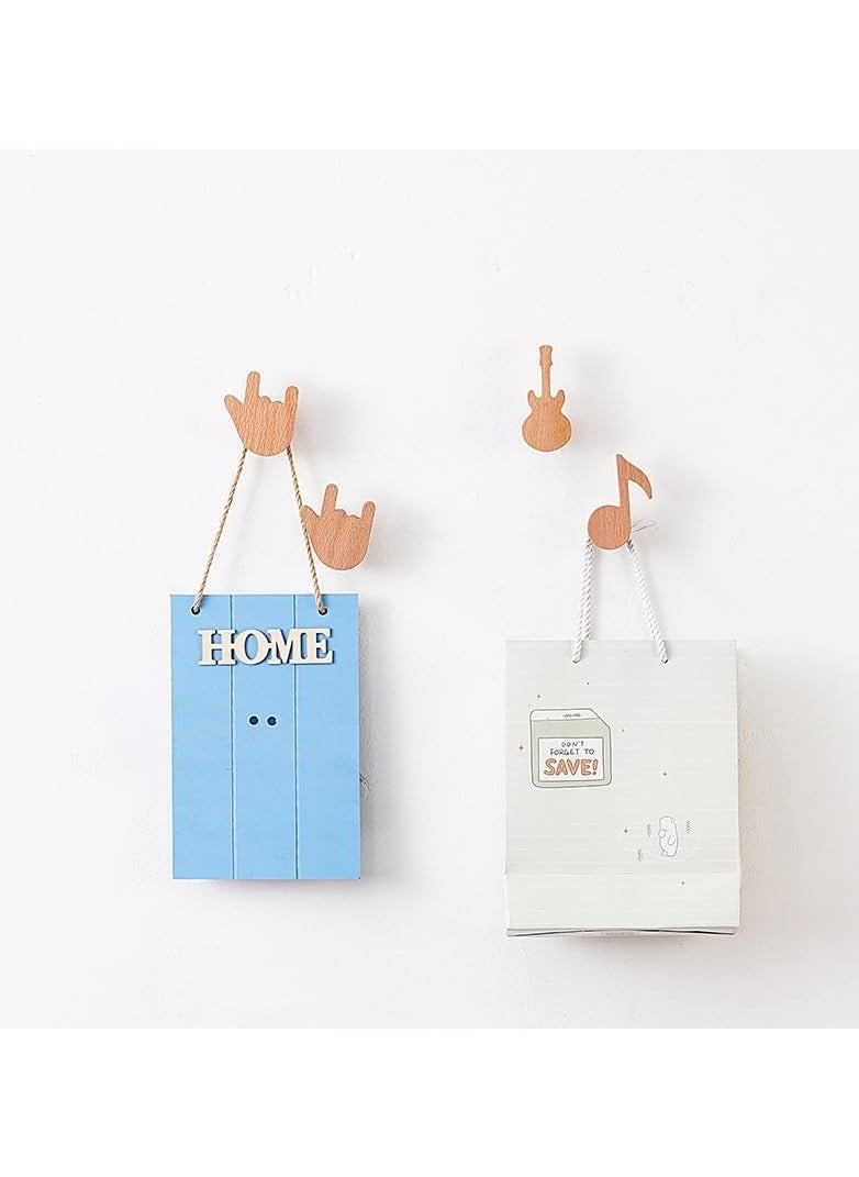 Arabest Wood Cute Coat Wall Hooks, Musical Note Guitar Hook, Modern Minimalist Decorative Coat Hooks Wall Mounted for Hanging Coats, Towel, Hat, Keys, Bag, 3 Pcs  - Image 2