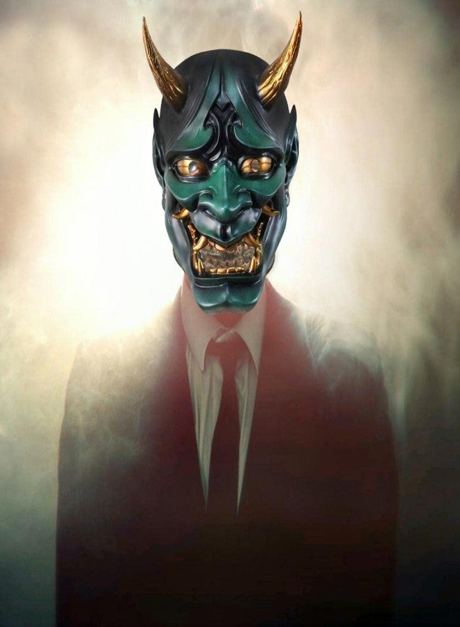 Gazaar Japanese Evil Demon Kabuki Hannya Mask, Decorative Cosplay Halloween Oni Samurai Kabuki Prajna Devil Mask, Japanese Hannya Mask, Samurai Demon Oni Face Cover, Halloween Cosplay Horror Face Cover (A) - Image 3