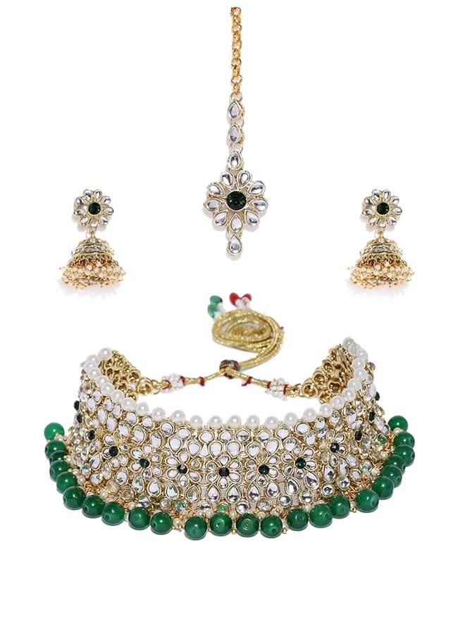 erorex Kundan And Pearls Jewelery Set For Women Golden Zpfk8529 - Image 1