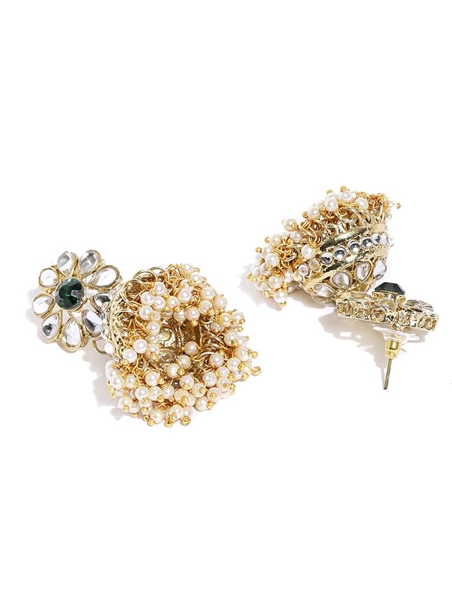 erorex Kundan And Pearls Jewelery Set For Women Golden Zpfk8529 - Image 3