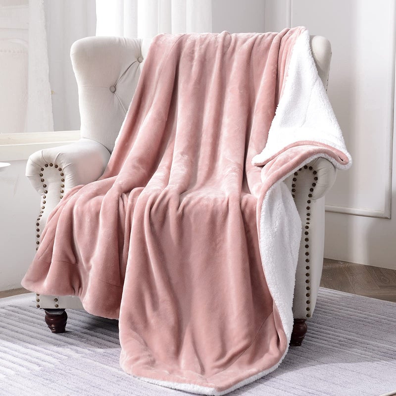 SOCHOW Sherpa Fleece Throw Blanket DoubleSided Super Soft Luxurious Plush Blanket Twin Size 60 inchx80 inch Dusty Pink
