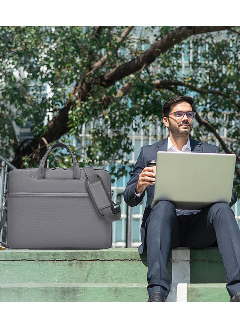 TokFaa Laptop Bag 15.6 Inch Carry On Laptop Case for Men Women Office Work Computer Bag Briefcase for Travel/Business/School Messenger Shoulder Bag with Strap-Grey - Image 4