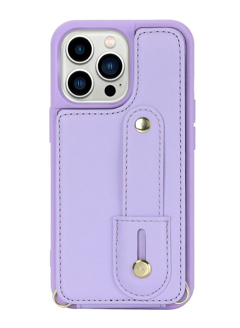 Suteni Back Cover Wristband Card Slots Leather Phone Case for iPhone - Image 1