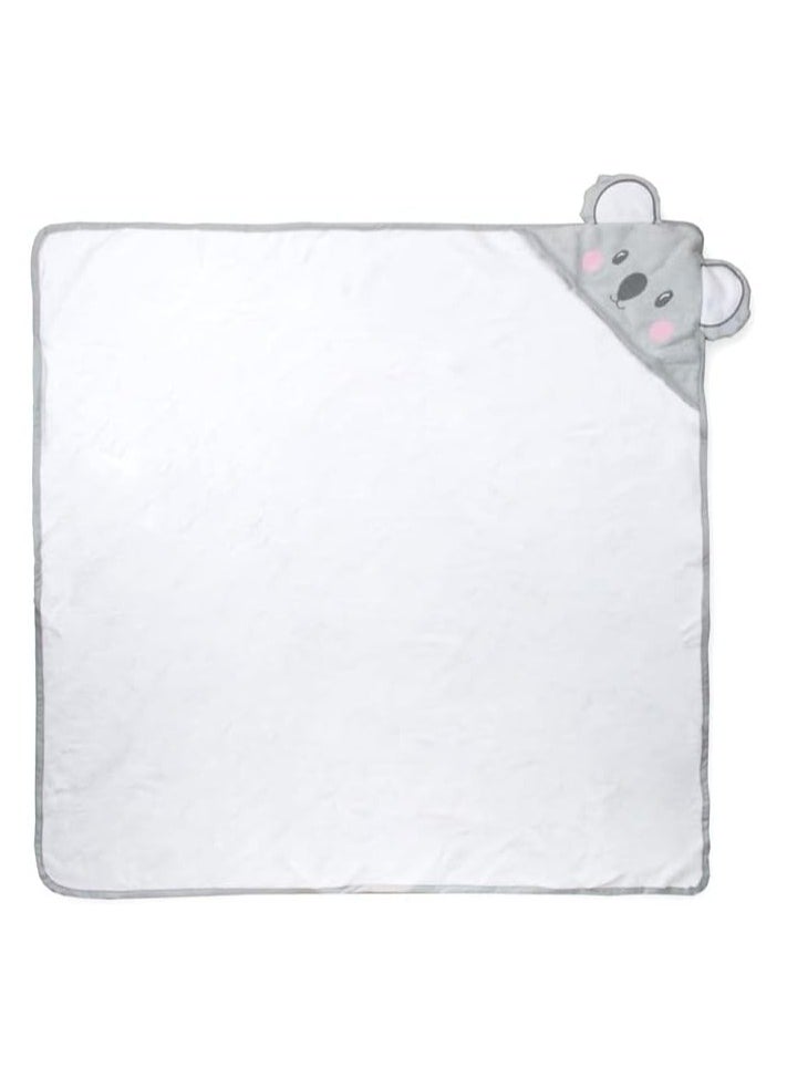 Mothers Choice - Hooded Baby Towel Koala 3D Ears -100% Cotton Baby Towel -Soft & Snuggly Baby Towel - 84x84 cm- Newborn to 4 Years - Grey/White - Image 1
