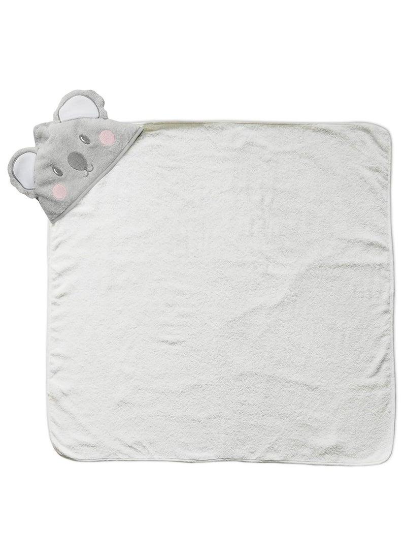 Mothers Choice - Hooded Baby Towel Koala 3D Ears -100% Cotton Baby Towel -Soft & Snuggly Baby Towel - 84x84 cm- Newborn to 4 Years - Grey/White - Image 1