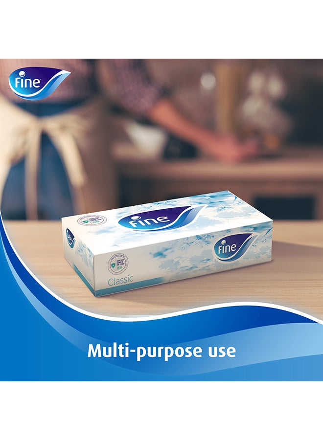 Fine Classic Facial Tissue, Sterilized Tissue Boxes, 2 Ply × 80 Sheets, 10 Boxes + 4 Boxes Free White - Image 4