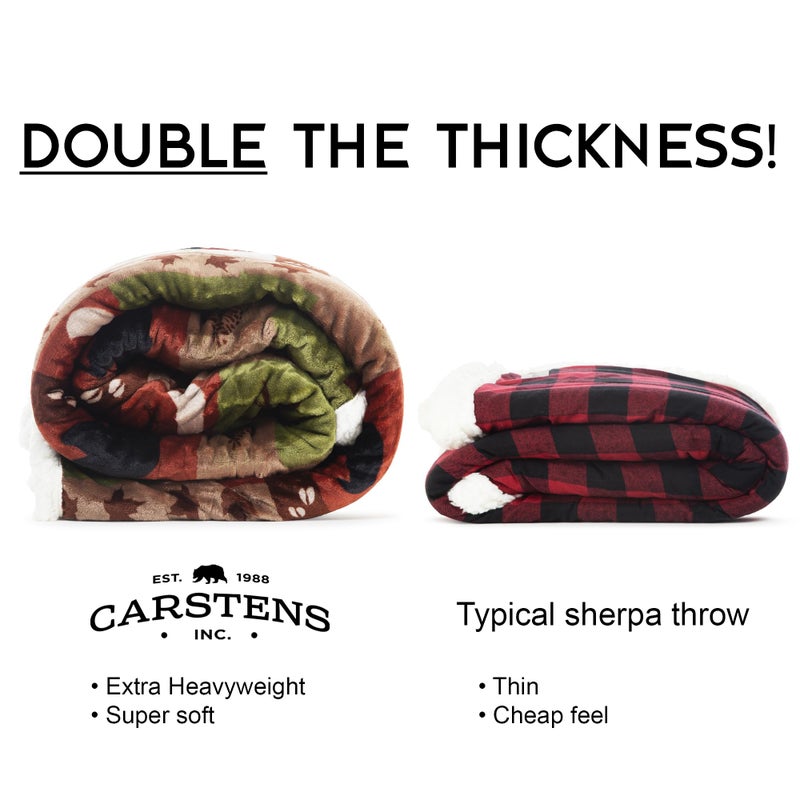 CARSTENS, INC. Ultra Premium Super Soft Plush Sherpa Fleece Oversized Throw Blanket 54" x 68", Patchwork Lodge - Image 5