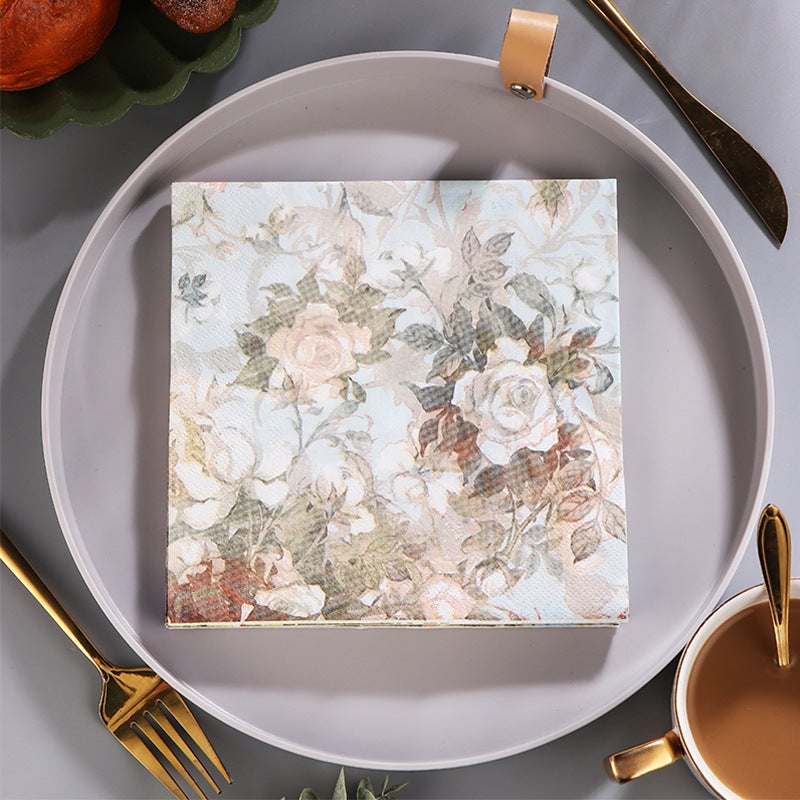 Supply Spot New Leaves Color Printing Napkin Paper Towel Western Restaurant Bakery For Facial Tissue - Image 1