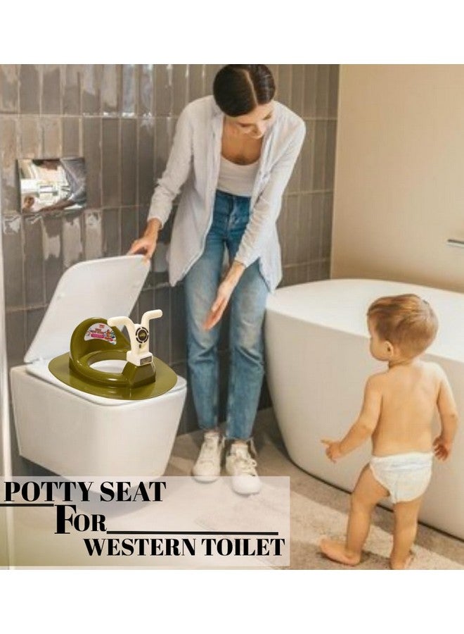 Nabhya Kids Toilet Trainer Baby Potty Seat With Bike Handle And Back Support Toilet Seat For Western Toilet (Green) - Image 5