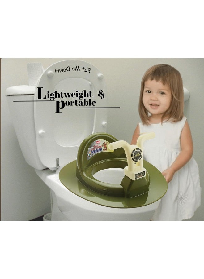 Nabhya Kids Toilet Trainer Baby Potty Seat With Bike Handle And Back Support Toilet Seat For Western Toilet (Green) - Image 3