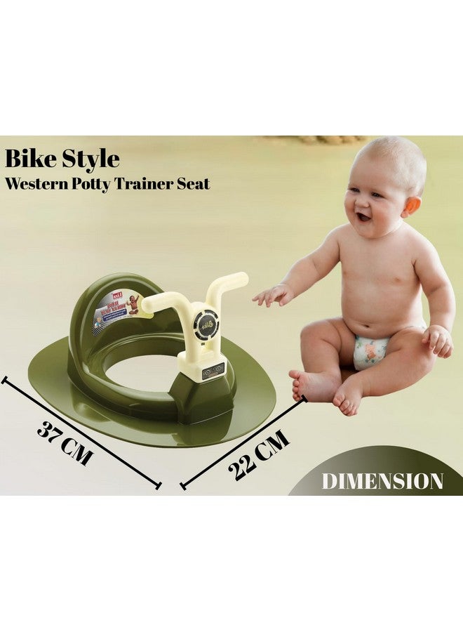 Nabhya Kids Toilet Trainer Baby Potty Seat With Bike Handle And Back Support Toilet Seat For Western Toilet (Green) - Image 4