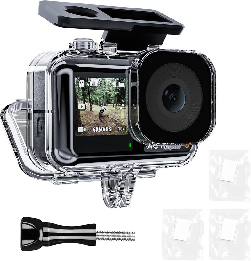 TELESIN Waterproof Case for DJI Action 5 Pro Action 4/3 Camera, with Anti-Fog Underwater Housing Shell Cage Supports 60M/196FT Deep Diving Scuba Snorkeling Swimming with Quick Release Screw - Image 1