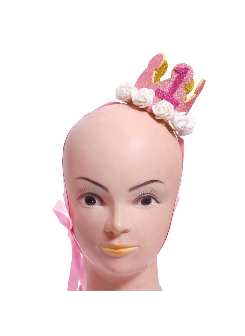 Funcart Funcart 1st Birthday Girl Rose Pink Gold Glitter Crown First Birthday Hat for Baby Girls Glitter Birthday Hat st Birthday Girl Decoration Pink Birthday Decorations 1st Birthday Outfit Girl  - Image 5